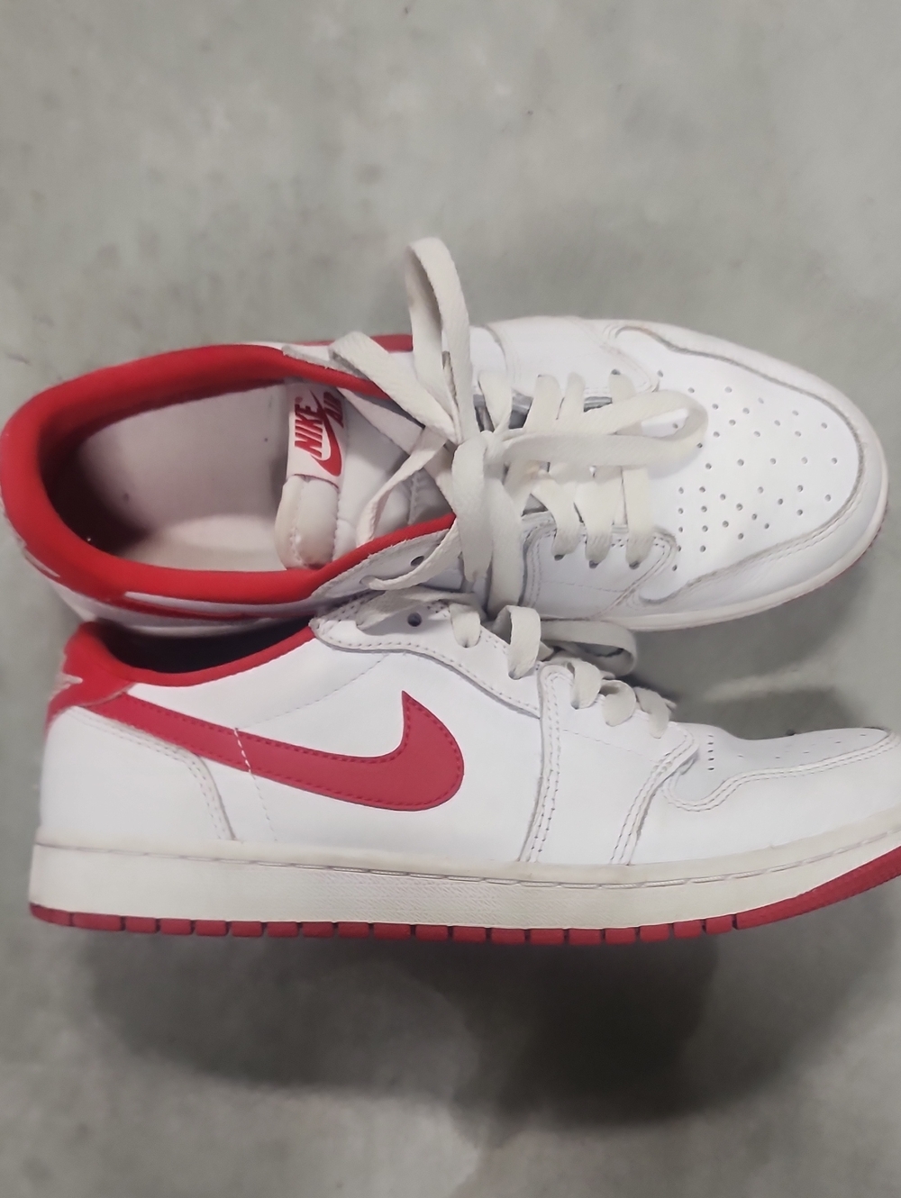 Nike Men’s Jordan Low-Top Sneakers — White with Red Accents